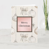 Creme-Bow-Schick-Ornamente Weihnachten Karte (Vorderseite)
