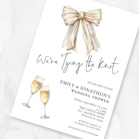 Creme Bow wir binden den Knoten Polterabend Einladung