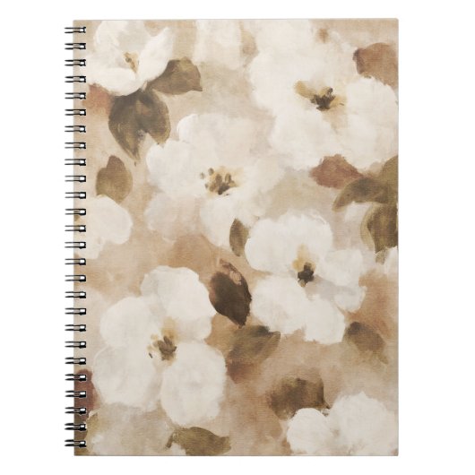 Creme Braun Beige Abstrakte Blumen Notizblock (Vorderseite)