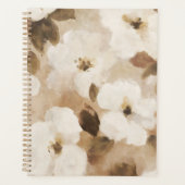 Creme Braun Beige Abstrakte Blumen Planer (Vorderseite)