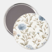Creme Braun Blaue Blumen Liebe Magnet (Vorderseite/Rückseite)