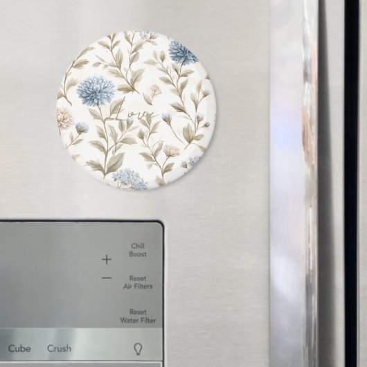 Creme Braun Blaue Blumen Liebe Magnet (In Situ (Kühlschrank))