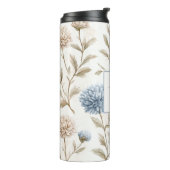 Creme Braun Blaue Blumen Monogramm Anfangsbuchstab Thermosbecher (Nach links gedreht)