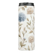 Creme Braun Blaue Blumen Monogramm Anfangsbuchstab Thermosbecher (Rückseite)