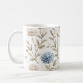 Creme Braun Blaue Blumen Monogramm Anfangsname Kaffeetasse (Links)