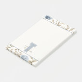 Creme Braun Blaue Blumen Monogramm Anfangsname Post-it Klebezettel (angewinkelt)