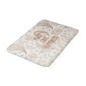 Creme Braun Boho Bohemian   Badematte (Schrägansicht)