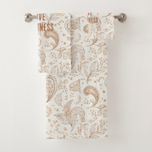 Creme Braun Boho Bohemian Badhandtuch Set (Insitu)