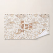 Creme Braun Boho Bohemian Badhandtuch Set (Handtuch)