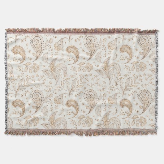 Creme Braun Boho Bohemian Decke (Vorderseite)