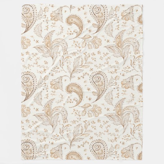 Creme Braun Boho Bohemian Fleecedecke (Vorderseite)