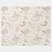 Creme Braun Boho Bohemian Fleecedecke (Vorderseite (Horizontal))