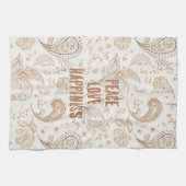 Creme Braun Boho Bohemian Geschirrtuch (Horizontal)