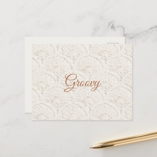 Creme Braun Boho Bohemian Postkarte (Vorderseite/Rückseite Beispiel)
