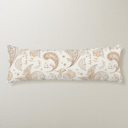 Creme Braun Boho Bohemian Seitenschläferkissen (Vorderseite)