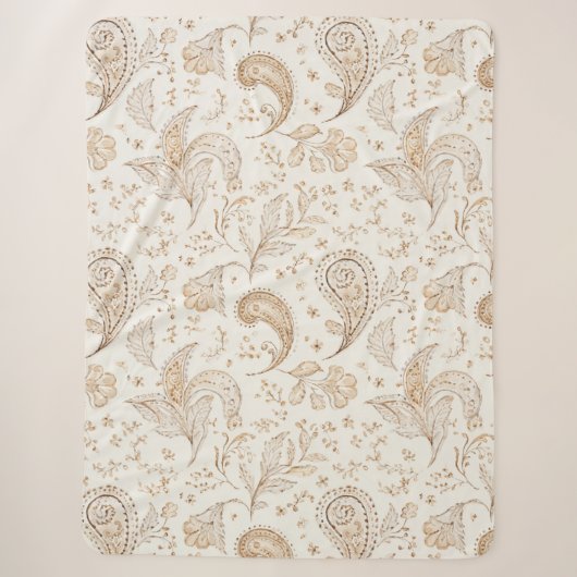 Creme Braun Boho Bohemian Sherpadecke (Vorderseite)