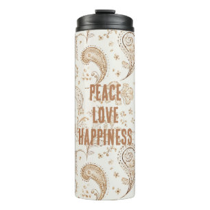 Creme Braun Boho Bohemian   Thermosbecher