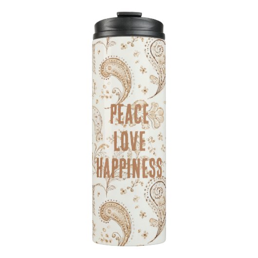 Creme Braun Boho Bohemian Thermosbecher (Vorderseite)