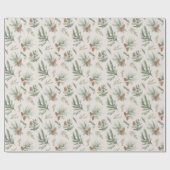 Creme Braun Grüne Weihnachtskiefernzapfen Geschenkpapier (Flach)