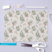 Creme Braun Grüne Weihnachtskiefernzapfen Seidenpapier (Handwerk)
