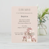 Creme Braun Rosé Pink Leopard Geschenke Geburtstag Einladung (Stehend Vorderseite)
