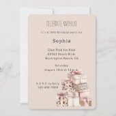 Creme Braun Rosé Pink Leopard Geschenke Geburtstag Einladung (Vorderseite)