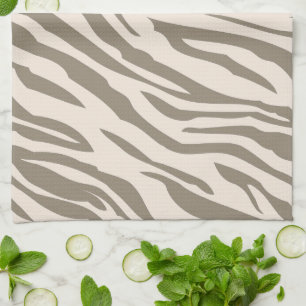 Creme Braun Weiße Zebradruck Geschirrtuch