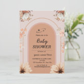 Creme braune boho Baby Girl Dusche Einladung (Stehend Vorderseite)