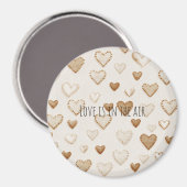 Creme & Braune Herzen   Magnet (Vorderseite/Rückseite)