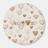 Creme & Braune Herzen   Magnet (Vorne)