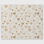 Creme & Braune Herzen Valentinstag Geschenkpapier (Flach)