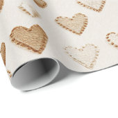 Creme & Braune Herzen Valentinstag Geschenkpapier (Rolleneckpunkt)