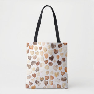 Creme Braune Pfirsich Kaffebohnen Herzen Tasche