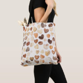 Creme Braune Pfirsich Kaffebohnen Herzen Tasche (Von Nahem)