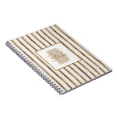 Creme Braune Streifen Monogramm Anfangsbuchstabe N Notizblock (Rechte Seite)