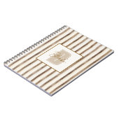 Creme Braune Streifen Monogramm Anfangsbuchstabe N Notizblock (Linke Seite)