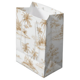 Creme Braune Tropische Insel Palmen Hochzeit Mittlere Geschenktüte