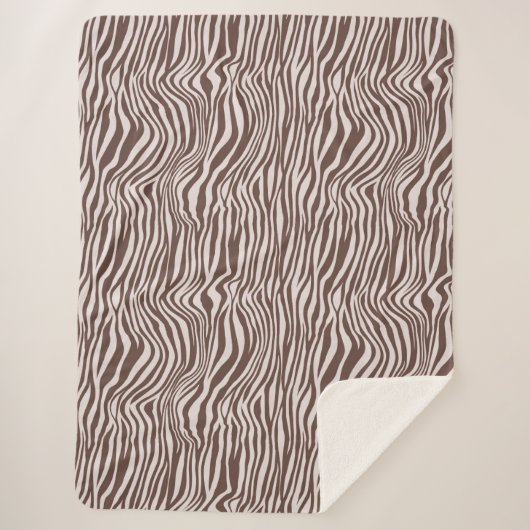 Creme-Brawn-Zebra-Print Sherpadecke (Vorderseite)