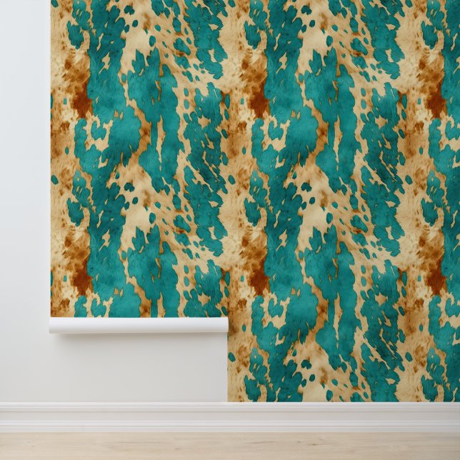 Creme Brown Aquamarin Cowhide Tapete (Anwendung)