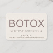 Creme & Brown Botox Instruction Aftercare Card Visitenkarte (Vorderseite)
