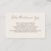 Creme & Brown Botox Instruction Aftercare Card Visitenkarte (Rückseite)