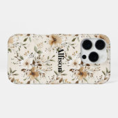 Creme Brown Floral iPhone Hülle (Rückseite (Horizontal))