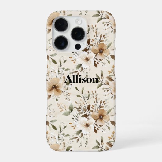 Creme Brown Floral iPhone Hülle (Rückseite)