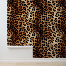 Creme Brown Leopard Animal Print Tapete