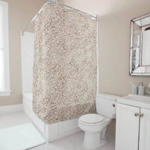 Creme Brown Leopard Print       Duschvorhang