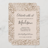 Creme Brown Leopard Print Einladung (Vorne/Hinten)