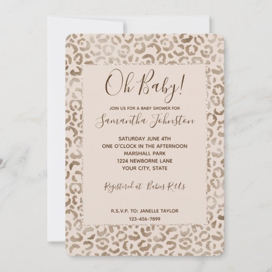Creme Brown Leopard Print Einladung (Vorderseite)
