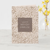 Creme Brown Leopard Print Geburtstag Karte (Gelbe Blume)