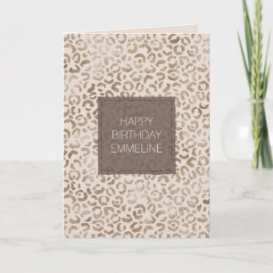 Creme Brown Leopard Print Geburtstag Karte
