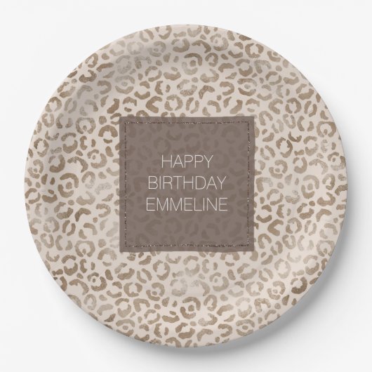 Creme Brown Leopard Print Geburtstag   Pappteller (Vorderseite)